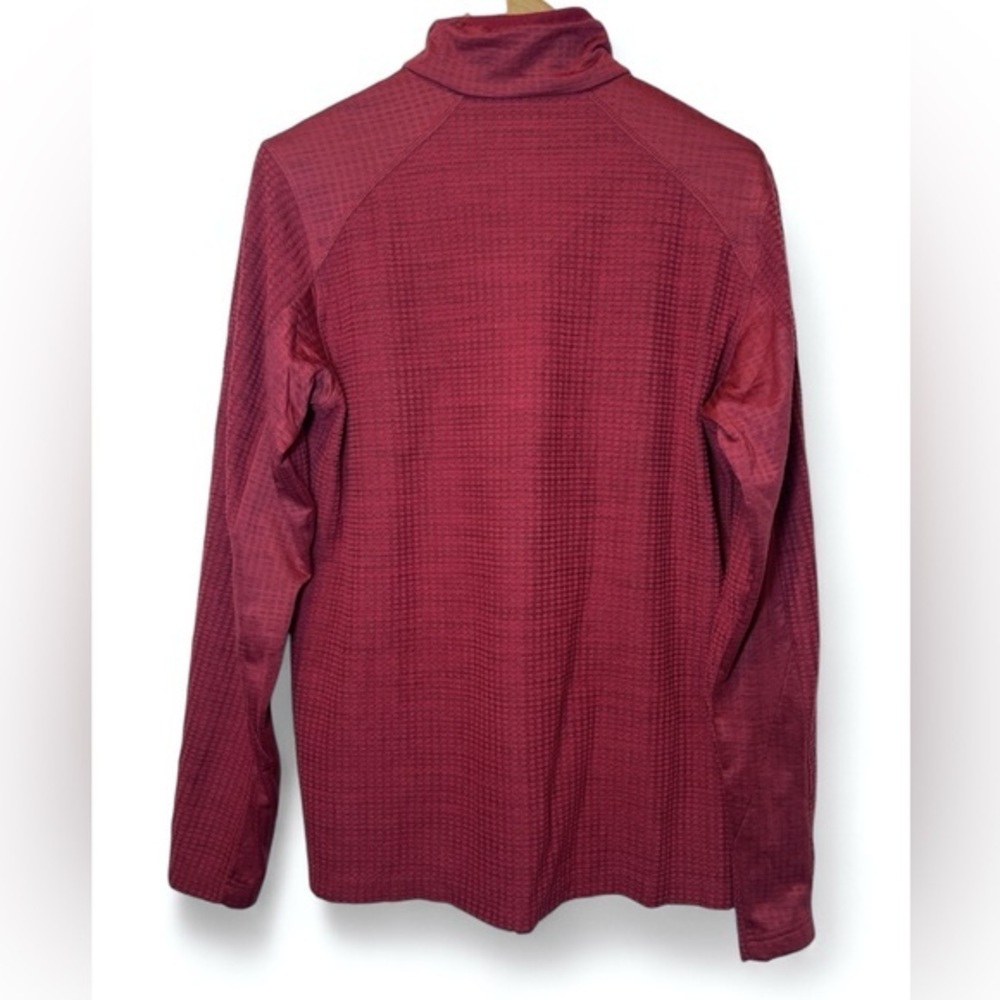 Columbia 1/4 Zip Men M Textured Nubby Red Thumbholes Fleece Like Pullover - Picture 2 of 6
